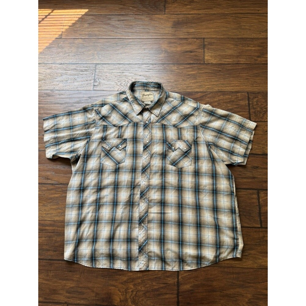Size 3XL Big & Tall Men's Shirt Wrangler Pearl Snap Western Plaid Cowboy Rodeo